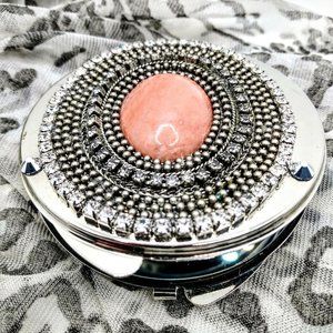 Todd Anthony Mirror Compact. Incredible detail. Genuine Stone and Crystal